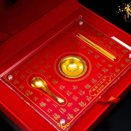 BỘ CHÉN THÌA ĐŨA 24K - MẪU 3