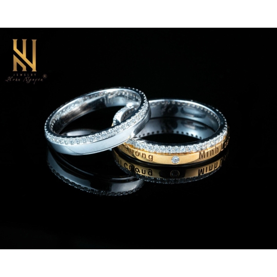 NHẪN CẶP  VÀNG ITALY 750 - MẪU 130
