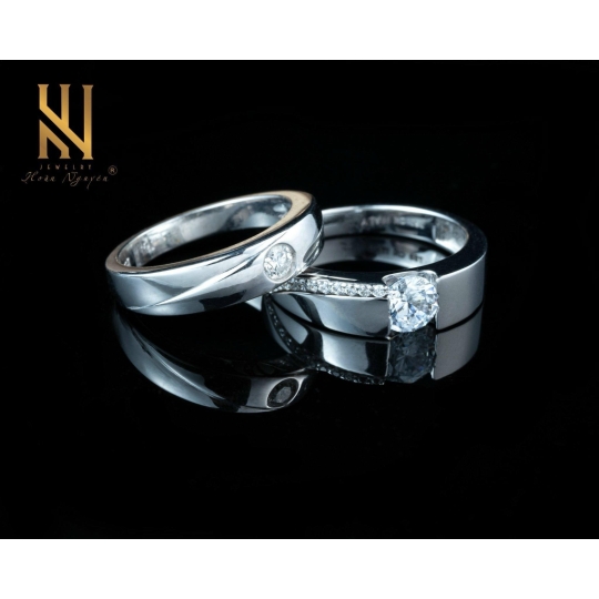 NHẪN CẶP  VÀNG ITALY 750 - MẪU 133