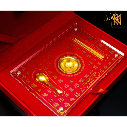BỘ CHÉN THÌA ĐŨA 24K - MẪU 3
