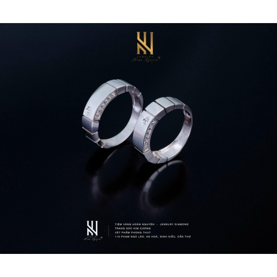 NHẪN CẶP VÀNG ITALY 750 ĐÍNH ĐÁ MẪU 8